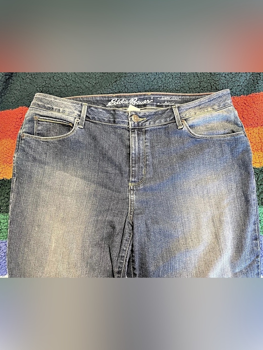 Eddie Bauer Slightly Curvy Flare Jeans Blue Waist 16